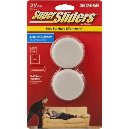 Super Sliders SuperSliders Beige 1-1/8 in. Adhesive Plastic Chair Glide , 4PK 4602495N